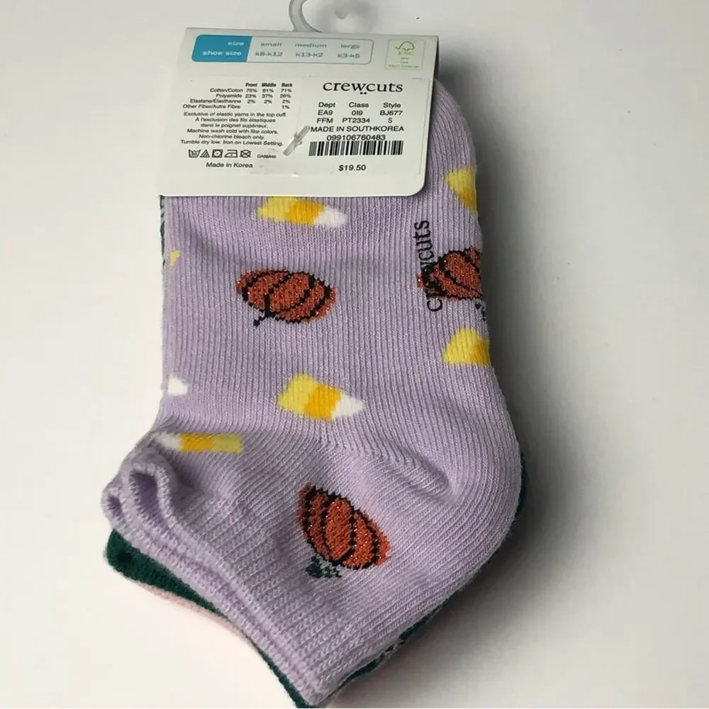 Crewcuts Girl's Fall Theme Multi- Print Socks Three Pairs Sz S NWT